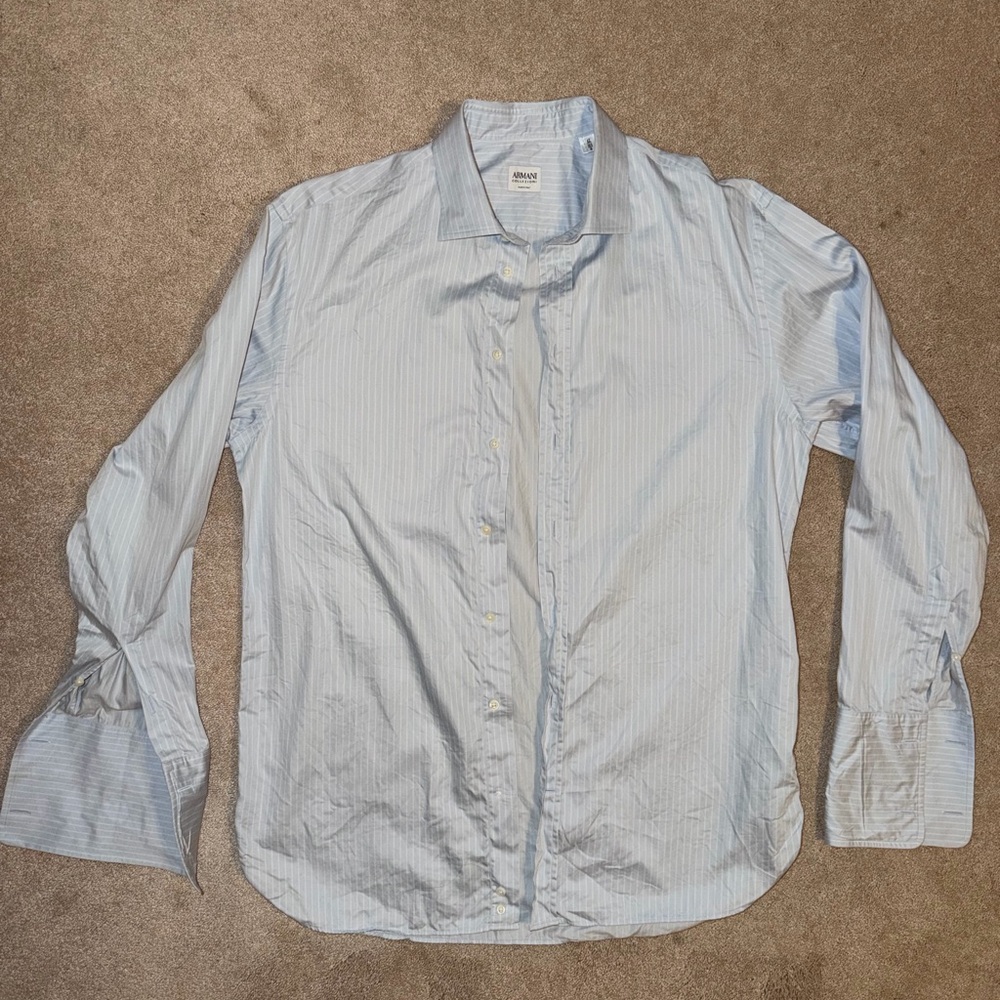 Armani Collezioni Sky Blue Striped Dress Shirt